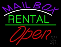 Purple Mailbox Turquoise Rental With Open 2 Neon Sign