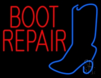Red Boot Repair With Logo Neon Sign