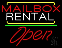 Red Mailbox Blue Rental Open 2 Neon Sign