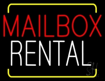 Red Mailbox Blue Rental With Yellow Border Neon Sign