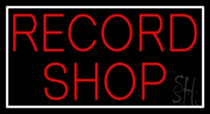 Red Record Shop Neon Sign