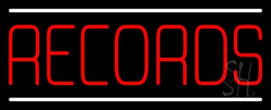 Red Records White Line Neon Sign