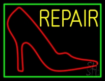 Red Sandal Logo Repair With Border Neon Sign