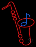 Red Saxophone Logo 1 Neon Sign