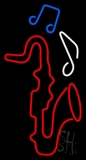 Red Saxophone With Musical Notes 1 Neon Sign