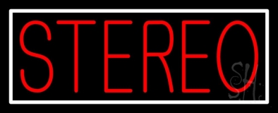 Red Stereo Block White Border Neon Sign