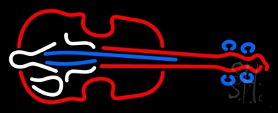 Red Violin Logo Block Neon Sign