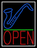 Saxophone Open Green Line 2 Neon Sign