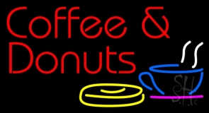 Coffee And Donuts With Coffee Glass Neon Sign
