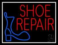 Shoe Repair Logo With Border Neon Sign