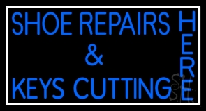 Shoe Repairs Key Cutting Here With Border Neon Sign