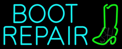 Turquoise Boot Repair Neon Sign