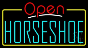 Turquoise Horseshoe Open Neon Sign