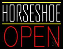 White Horseshoe Open Neon Sign