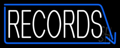 White Records With Blue Arrow 1 Neon Sign
