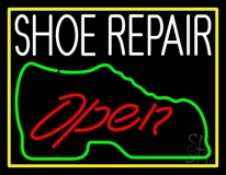 White Shoe Repair Open Neon Sign