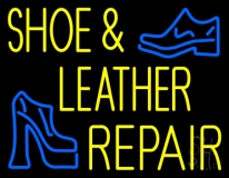 Yellow Shoe And Leather Repair Neon Sign