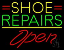 Yellow Shoe Green Repairs Open Neon Sign