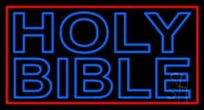 Blue Holy Bible Neon Sign