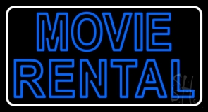 Blue Movie Rental Neon Sign