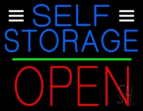 Blue Self Storage With Open 1 Neon Sign