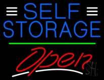 Blue Self Storage With Open 3 Neon Sign