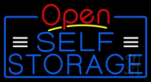 Blue Self Storage With Open 4 Neon Sign