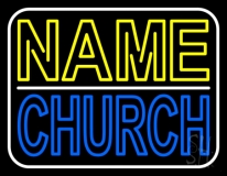 Custom Blue Double Stroke Church Neon Sign