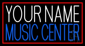 Custom Blue Music Center Red Border Neon Sign