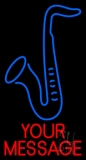 Custom Blue Saxophone Logo Neon Sign