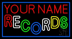 Custom Multicolor Double Stroke Records Blue Border Neon Sign