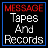 Custom Records And Tapes Blue Border Neon Sign