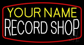 Custom Record Shop White Neon Sign