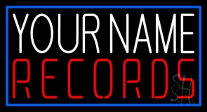 Custom Records In Red Blue Border Neon Sign