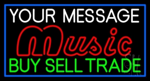 Custom Red Music Green Buy Sell Trade Blue Border Neon Sign