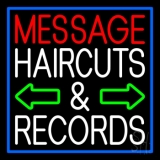 Custom White Haircuts And Records Green Arrow Neon Sign