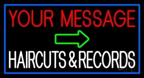 Custom White Haircuts And Records Neon Sign