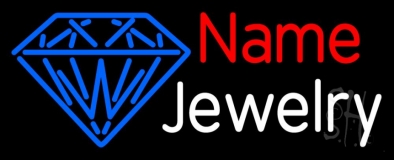 Custom White Jewelry Blue Logo Neon Sign