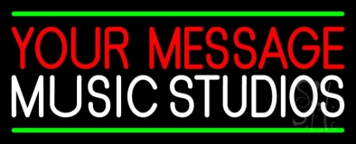 Custom White Music Studio Green Line Neon Sign