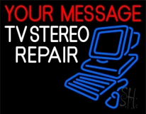 Custom White Tv Stereo Repair Neon Sign