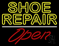 Double Stroke Shoe Repair Open Neon Sign