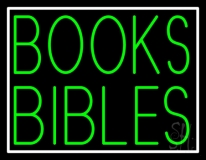 Green Books Bibles With Border Neon Sign