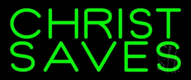 Green Christ Saves Neon Sign