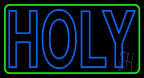 Green Holy With Border Neon Sign