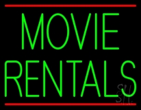 Green Movie Rentals With Line Neon Sign