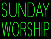 Green Sunday Worship Neon Sign