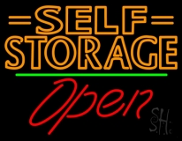 Orange Self Storage Block With Open 2 Neon Sign