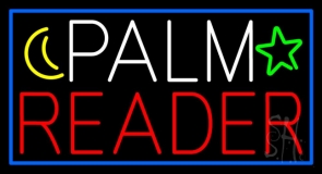 Palm Reader With Blue Border Neon Sign