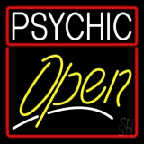 Psychic Red Border Yellow Open Neon Sign