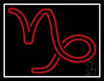 Red Capricorn Logo White Border Neon Sign